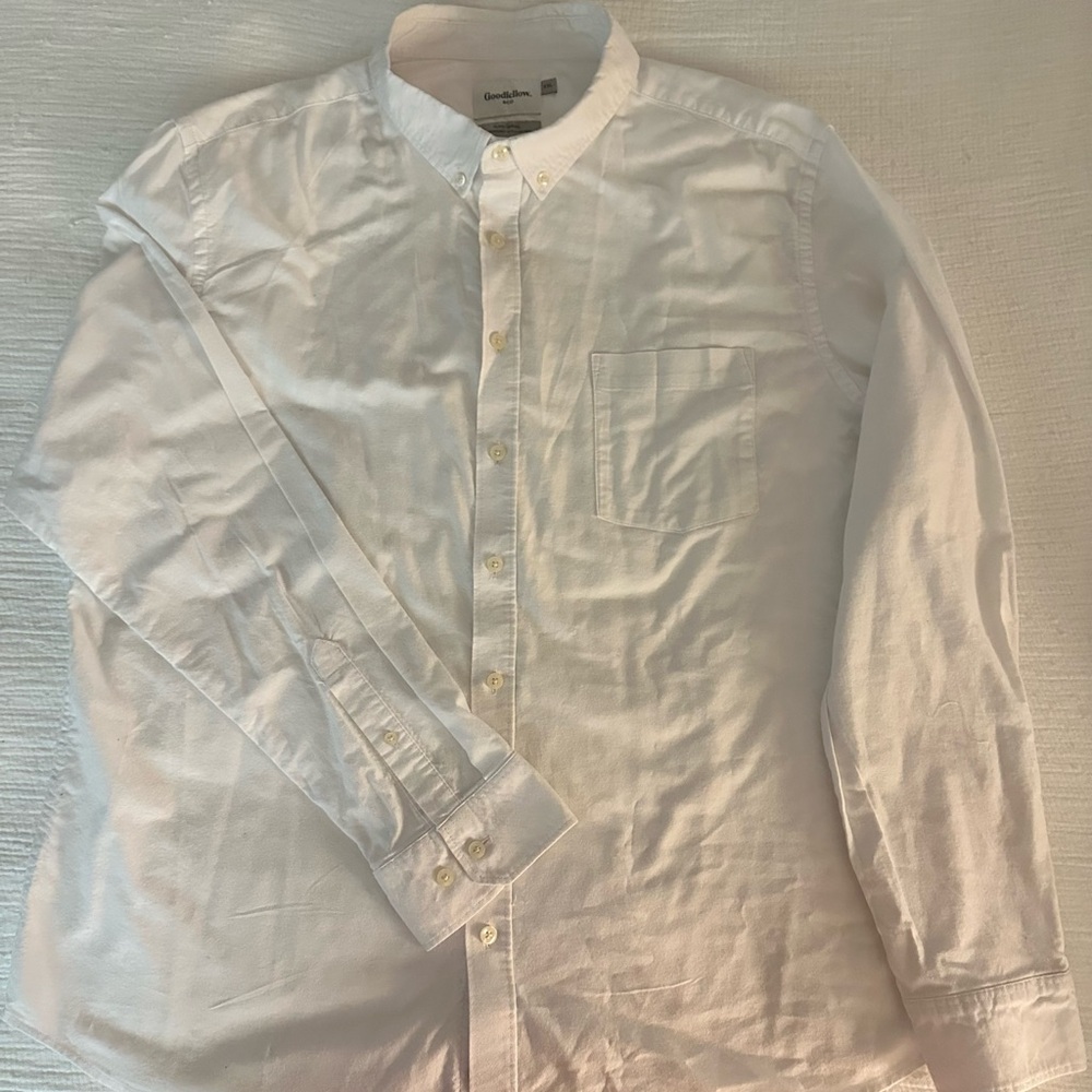 Goodfellow & Co White Casual Button Down Cotton Shirt
